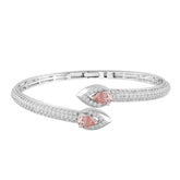 LADIES BANGLE 3CT ROUND/PEAR DIAMOND 14K WHITE GOLD (CENTER STONE PEAR DIAMOND 1/2CT )