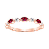 14K ROSE GOLD 3/4CT ROUND/MARQUISE RUBY DIAMOND LADIES RING (CENTER STONE MARQUISE DIAMOND 1/2CT)