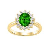 LADIES RING 2 1/5CT ROUND/GREEN EMERALD OVAL DIAMOND 14K YELLOW GOLD (CENTER STONE GREEN EMERALD OVAL DIAMOND 1 7/8CT )
