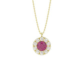 14K YELLOW GOLD 1.00CT ROUND/RUBY DIAMOND LADIES PENDANT (CENTER STONE ROUND RUBY DIAMOND 5/8CT)