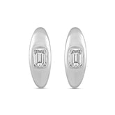 LADIES HOOP EARRINGS 2CT EMERALD DIAMOND 14K WHITE GOLD