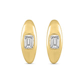 LADIES HOOP EARRINGS 2CT EMERALD DIAMOND 14K YELLOW GOLD