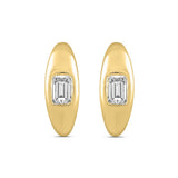 LADIES HOOP EARRINGS 2CT EMERALD DIAMOND 14K YELLOW GOLD