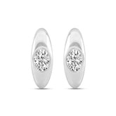 LADIES HOOP EARRINGS 2CT OVAL DIAMOND 14K WHITE GOLD