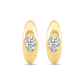 LADIES HOOP EARRINGS 2CT OVAL DIAMOND 14K YELLOW GOLD