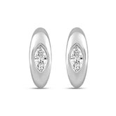 LADIES HOOP EARRINGS 2CT MARQUISE DIAMOND 14K WHITE GOLD