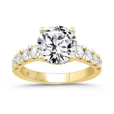 LADIES RING 4CT ROUND DIAMOND 14K YELLOW GOLD (CENTER STONE ROUND DIAMOND 3CT )