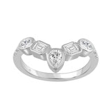 14K WHITE GOLD 1.00CT ROUND/EMERALD/OVAL/PEAR DIAMOND LADIES BAND (PEAR 1/5CT EMERALD 1/3CT OVAL 1/3CT)