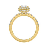 LADIES RING 4.00CT ROUND/EMERALD DIAMOND 14K YELLOW GOLD (CENTER STONE EMERALD DIAMOND 3.00CT)