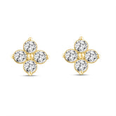 LADIES EARRINGS 1CT ROUND DIAMOND 14K YELLOW GOLD