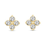 LADIES EARRINGS 1CT ROUND DIAMOND 14K YELLOW GOLD