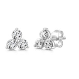 LADIES EARRINGS 1CT ROUND DIAMOND 14K WHITE GOLD