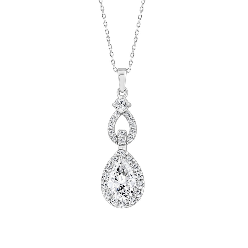 LADIES PENDANT 1 1/2CT ROUND/PEAR DIAMOND 14K WHITE GOLD