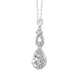 LADIES PENDANT 1 1/2CT ROUND/PEAR DIAMOND 14K WHITE GOLD