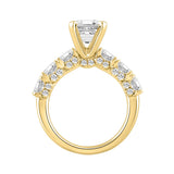 LADIES RING 4 1/2CT ROUND/EMERALD DIAMOND 14K YELLOW GOLD (CENTER STONE EMERALD DIAMOND 3.00CT)
