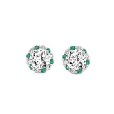 14K WHITE GOLD 2 1/2CT ROUND/ROUND GREEN DIAMOND LADIES EARRING (CENTER STONE ROUND DIAMOND 2CT)