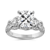 LADIES RING 4CT ROUND/CUSHION DIAMOND 14K WHITE GOLD (CENTER STONE CUSHION DIAMOND 3CT )