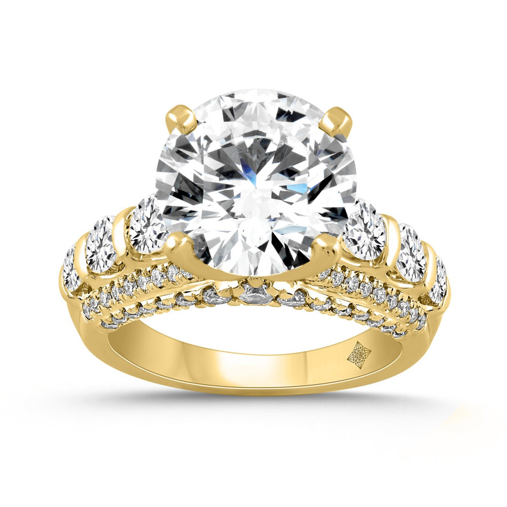 14K YELLOW GOLD 4 1/2CT ROUND DIAMOND LADIES RING (CENTER STONE ROUND DIAMOND 3CT)