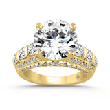 14K YELLOW GOLD 4 1/2CT ROUND DIAMOND LADIES RING (CENTER STONE ROUND DIAMOND 3CT)