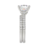 14K WHITE GOLD 4 1/2CT ROUND/CUSHION DIAMOND LADIES BRIDAL SET (CENTER STONE CUSHION DIAMOND 4.00CT)