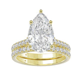 14K YELLOW GOLD 4 1/2CT ROUND/PEAR DIAMOND LADIES BRIDAL SET (CENTER STONE PEAR DIAMOND 4CT)