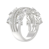 This is a diamond 14k cluster Ladies 2CT Ring featuring Marquise-shaped and round-cut diamonds in a leaf or floral motif set in white gold (Color F-G Clarity VS1/VS2)