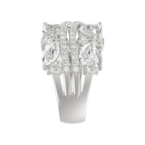 This is a diamond 14k cluster Ladies 2CT Ring featuring Marquise-shaped and round-cut diamonds in a leaf or floral motif set in white gold (Color F-G Clarity VS1/VS2)