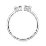 LADIES RING 2CT EMERALD/PEAR DIAMOND 14K WHITE GOLD