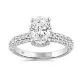 LADIES RING 2 3/4CT ROUND/OVAL DIAMOND 14K WHITE GOLD (CENTER STONE OVAL DIAMOND 2CT )