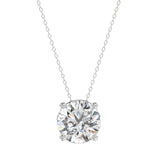 LADIES SOLITAIRE PENDANT WITH UNDER-PASS CHAIN 3CT ROUND DIAMOND 14K WHITE GOLD