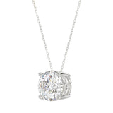 LADIES SOLITAIRE PENDANT WITH UNDER-PASS CHAIN 3CT ROUND DIAMOND 14K WHITE GOLD