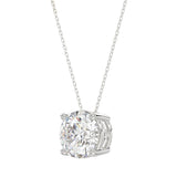 LADIES SOLITAIRE PENDANT WITH UNDER-PASS CHAIN 3CT ROUND DIAMOND 14K WHITE GOLD