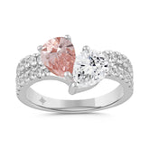 14K WHITE GOLD 2.00CT ROUND/PINK PEAR DIAMOND LADIES RING (CENTER STONE PEAR DIAMOND 3/4CT)