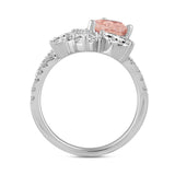 ETERNAL BLUSH COLLECTION 14K WHITE GOLD 3.00CT ROUND/PEAR/MARQUISE DIAMOND LADIES RING (CENTER STONE PINK PEAR DIAMOND 1 1/2CT)