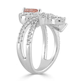 ETERNAL BLUSH COLLECTION 14K WHITE GOLD 3.00CT ROUND/PEAR/MARQUISE DIAMOND LADIES RING (CENTER STONE PINK PEAR DIAMOND 1 1/2CT)