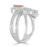 14K WHITE GOLD 3.00CT ROUND/PEAR/MARQUISE DIAMOND LADIES RING (CENTER STONE PINK PEAR DIAMOND 1 1/2CT)