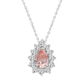 ETERNAL BLUSH COLLECTION LADIES PENDANT 2 1/2CT ROUND/PEAR DIAMOND 14K WHITE GOLD (CENTER STONE PINK PEAR DIAMOND 1 1/2 CT)