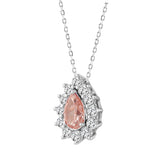 ETERNAL BLUSH COLLECTION LADIES PENDANT 2 1/2CT ROUND/PEAR DIAMOND 14K WHITE GOLD (CENTER STONE PINK PEAR DIAMOND 1 1/2 CT)