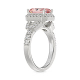 ETERNAL BLUSH COLLECTION 14K WHITE GOLD 2 3/4CT ROUND/BAGUETTE/RADIANT DIAMOND LADIES RING (CENTER STONE PINK RADIANT DIAMOND 2.00CT)