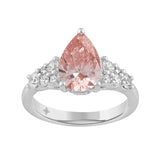14K WHITE GOLD 2 3/4CT ROUND/PEAR DIAMOND LADIES RING (CENTER STONE PINK PEAR DIAMOND 2CT)