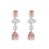 14K WHITE/ROSE GOLD 3 1/2CT OVAL/PEAR DIAMOND LADIES EARRINGS (PINK PEAR DIAMOND)