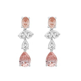ETERNAL BLUSH COLLECTION 14K WHITE/ROSE GOLD 3 1/2CT OVAL/PEAR DIAMOND LADIES EARRINGS (PINK PEAR DIAMOND 3/4CT/ PINK OVAL DIAMOND 1/2CT)