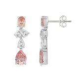 ETERNAL BLUSH COLLECTION 14K WHITE/ROSE GOLD 3 1/2CT OVAL/PEAR DIAMOND LADIES EARRINGS (PINK PEAR DIAMOND 3/4CT/ PINK OVAL DIAMOND 1/2CT)
