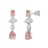 ETERNAL BLUSH COLLECTION 14K WHITE/ROSE GOLD 3 1/2CT OVAL/PEAR DIAMOND LADIES EARRINGS (PINK PEAR DIAMOND 3/4CT/ PINK OVAL DIAMOND 1/2CT)