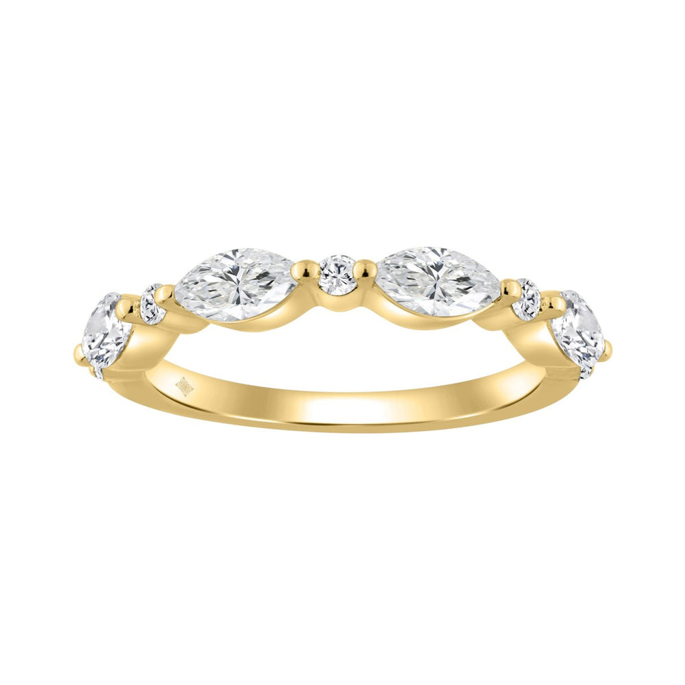 14K YELLOW GOLD 3/4CT ROUND/MARQUISE DIAMOND LADIES BAND