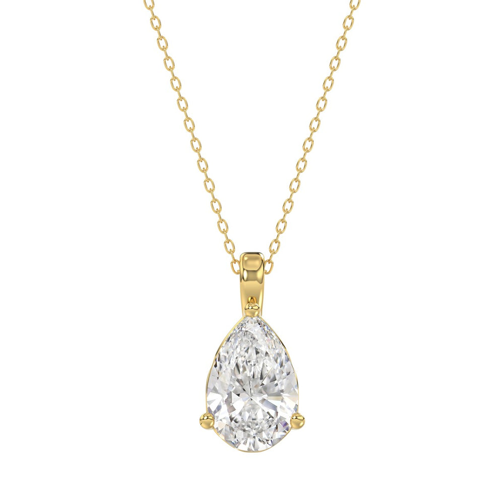LADIES SOLITAIRE PENDANT 2 1/2CT PEAR DIAMOND 14K YELLOW GOLD