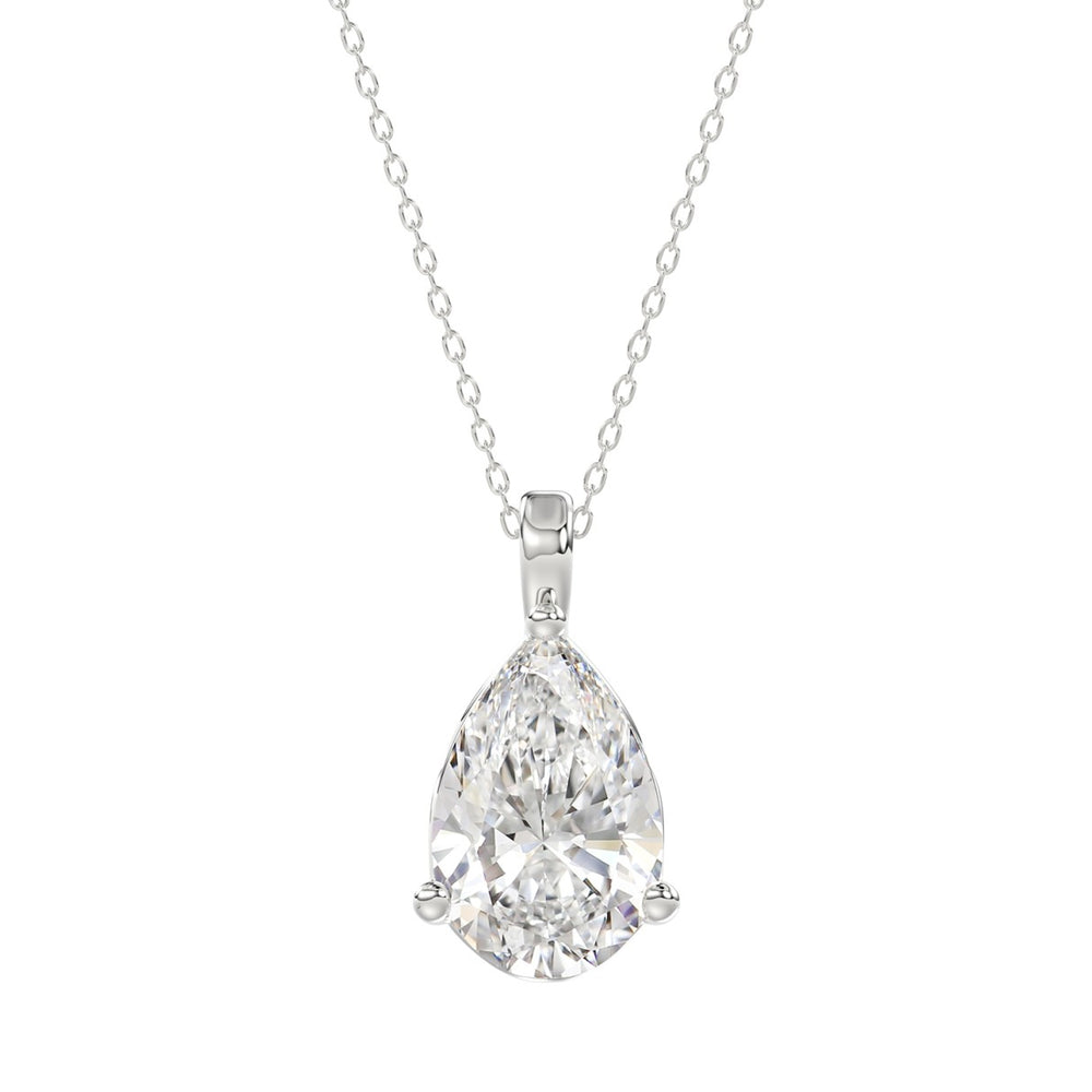 LADIES SOLITAIRE PENDANT 4CT PEAR DIAMOND 14K WHITE GOLD