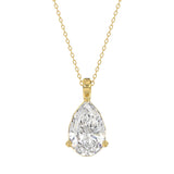 LADIES SOLITAIRE PENDANT 4CT PEAR DIAMOND 14K YELLOW GOLD