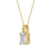 LADIES SOLITAIRE PENDANT WITH CHAIN 2 1/2CT EMERALD DIAMOND 14K YELLOW GOLD