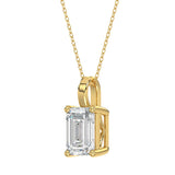 LADIES SOLITAIRE PENDANT WITH CHAIN 4CT EMERALD DIAMOND 14K YELLOW GOLD